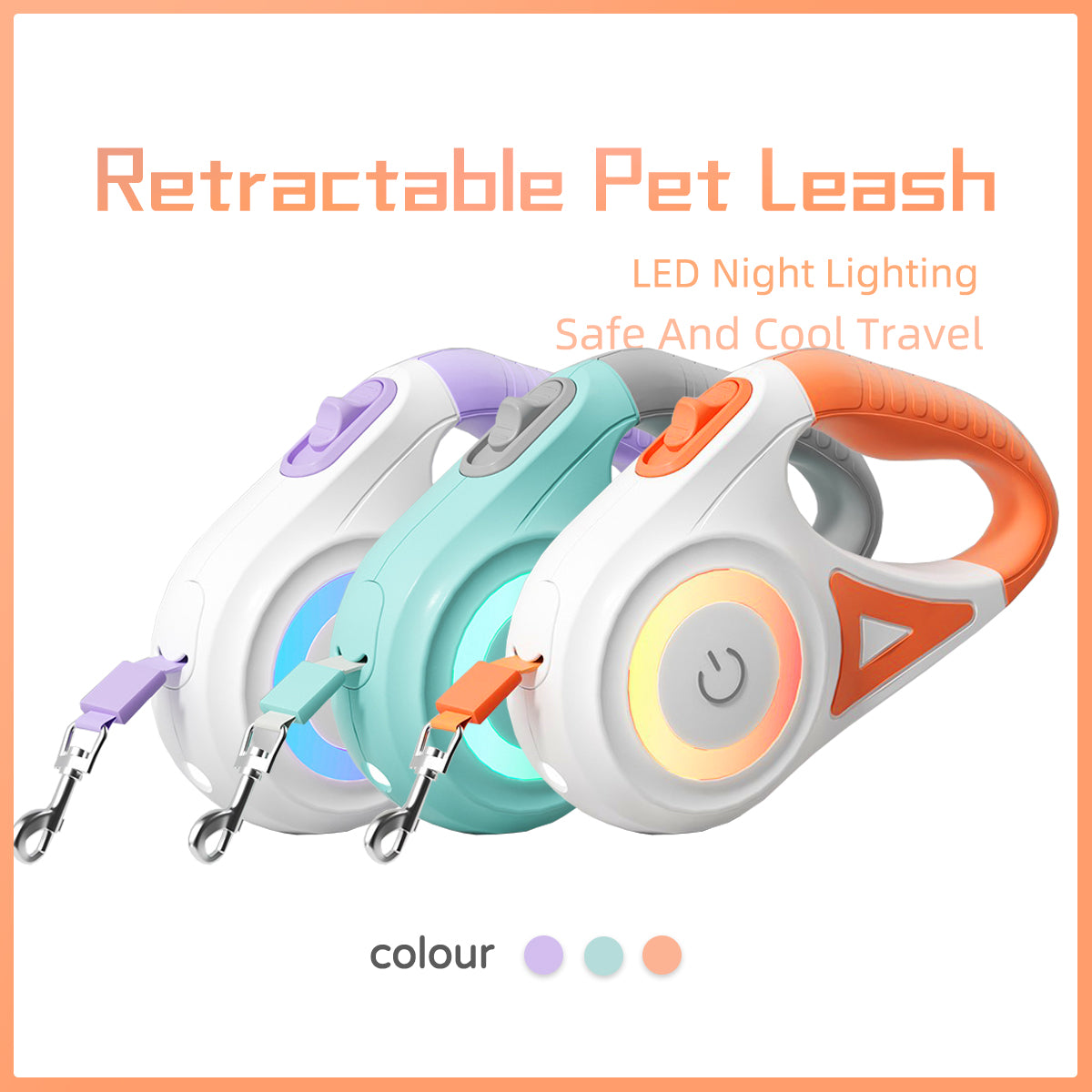 Retractable Leash And Dog Collar Spotlight Automatic Pet Dog Cat Traction Rope For Small Medium Dogs Pet Product